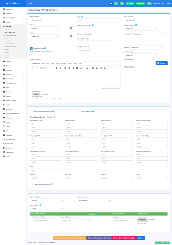 Manajemen Produk Terlengkap Aplikasi Kasir YAZCORP.id