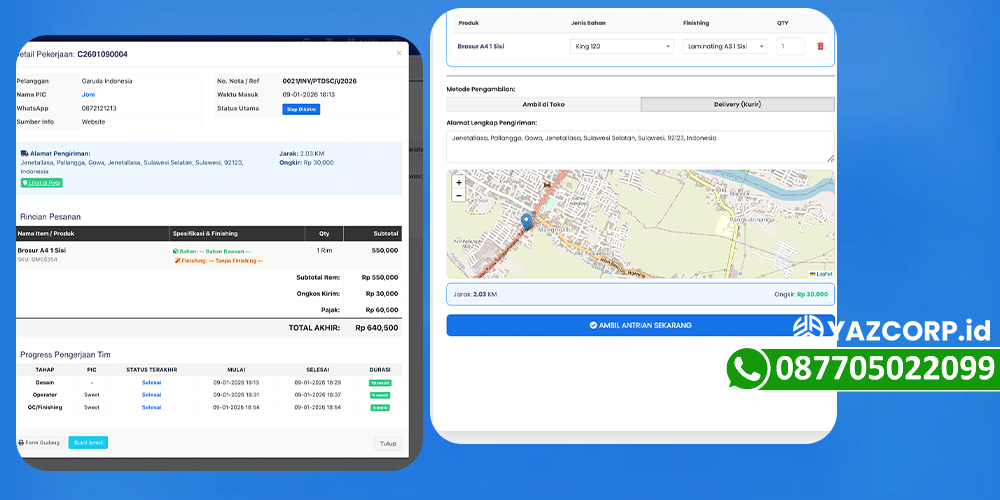 Perhitungan Ongkir Berbasis Koordinat Peta Aplikasi Kasir Percetakan Terbaik Yazcorp.id